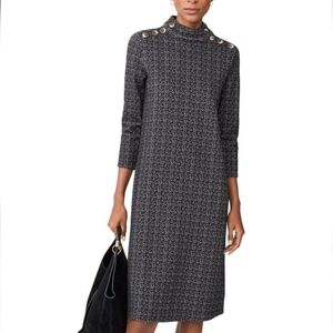 J.McLaughlin Mare Black And Gray Tweed Dress With Shoulder Buttons